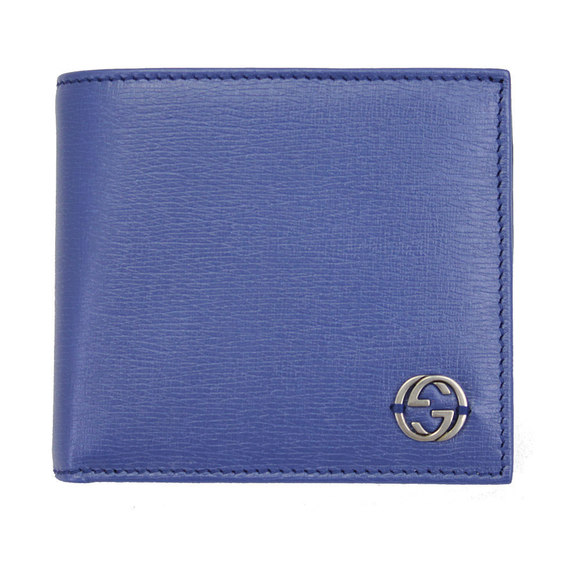 Gucci Wallet Bifold Interlocking G Blue Leather - Picture 1 of 4